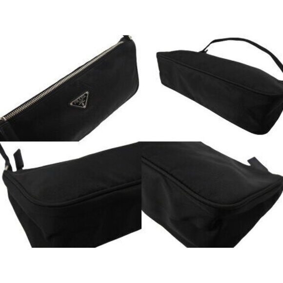 Prada One Shoulder Bag Accessory Pouch Triangle Logo Black Nylon - Picture 8 of 8